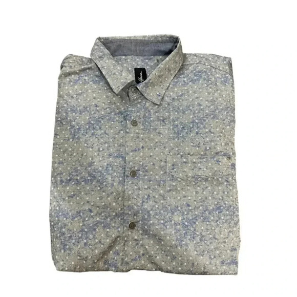 Klowe Mens Dots Print Collared Short Sleeve Button Down Shirt‎ Gray Size XXL - Picture 1 of 4